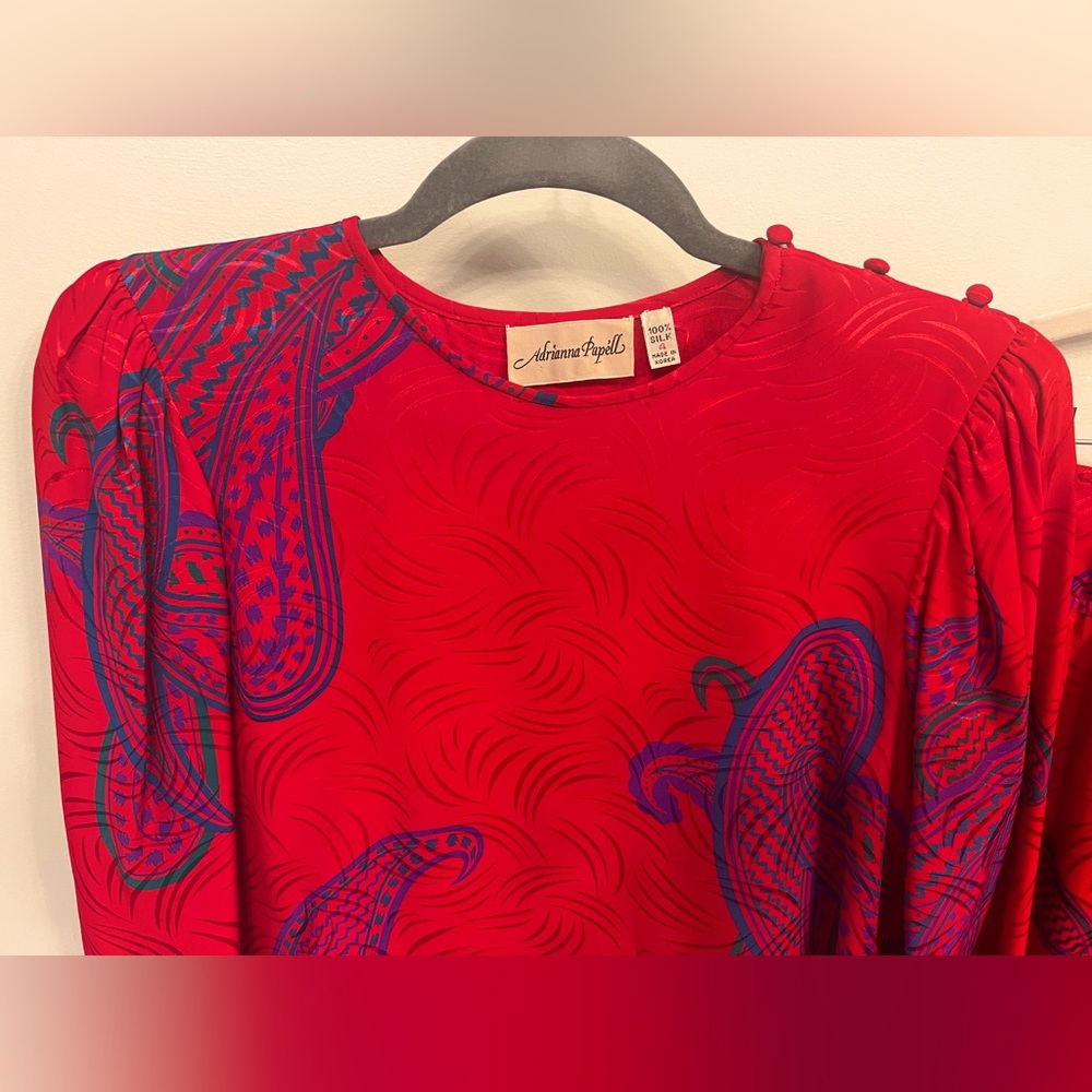 Vintage Adrianna‎ Papell 2-Piece Silk Dress – Size 4 - Picture 4 of 11
